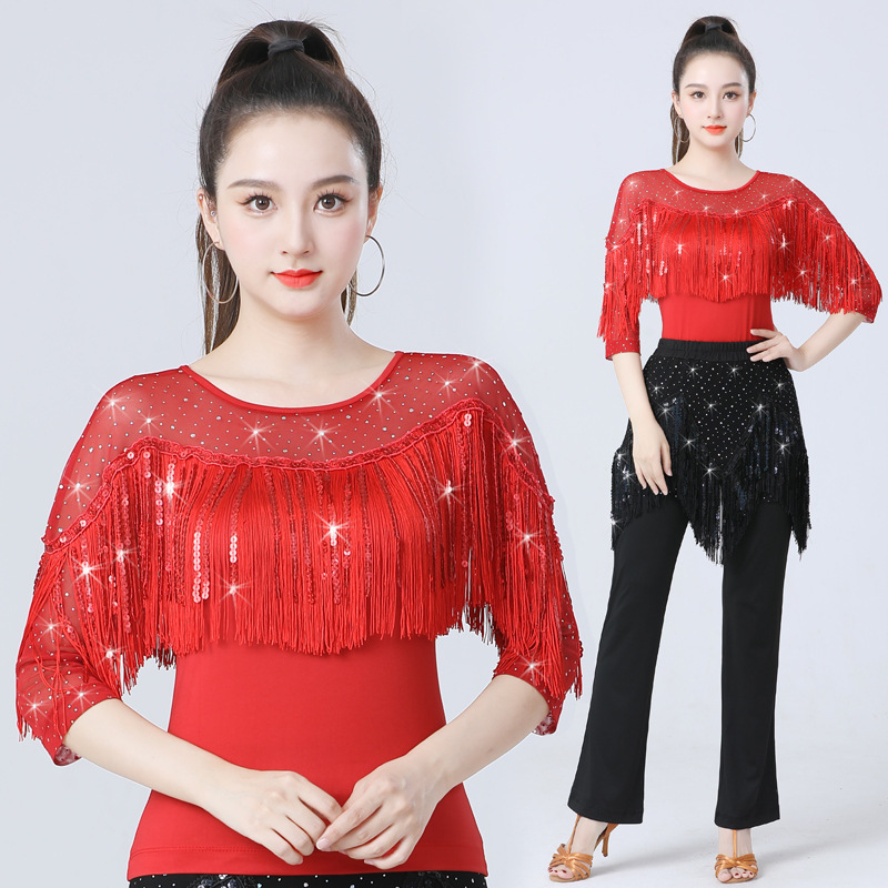 Autumn New Latin Dance Top Women's Square Dance Clothes Ballroom Dance Modern Dance Clothes Jitterba Sequin Dance Clothes Autumn New Latin Dance Top Women's Square Dance Clothes Ballroom Dance Modern Dance Clothes Jitterba Sequin Dance Clothes