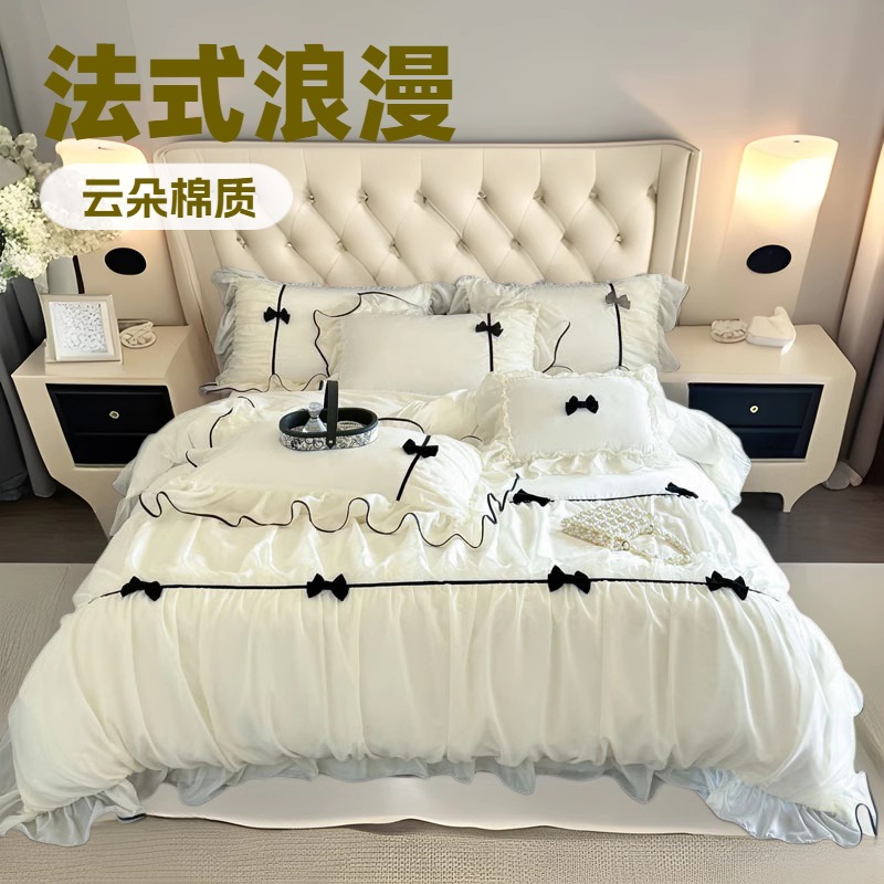 두꺼운 토끼 헤어 밀크 벨벳 침대 4 종 세트 겨울 기모 침구 산호 플랜지 스웨이드 이불 커버 침대 시트