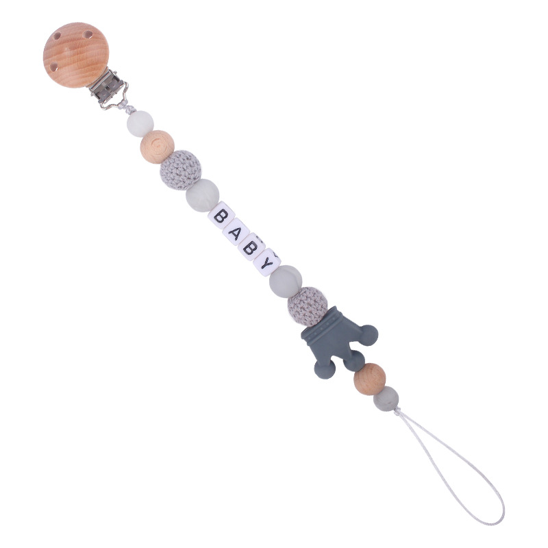 Bebé DIY creativo de dibujos animados corona de silicona calmante cadena juguete bebé nombre mordedor cadena de chupete cadena anti-caída