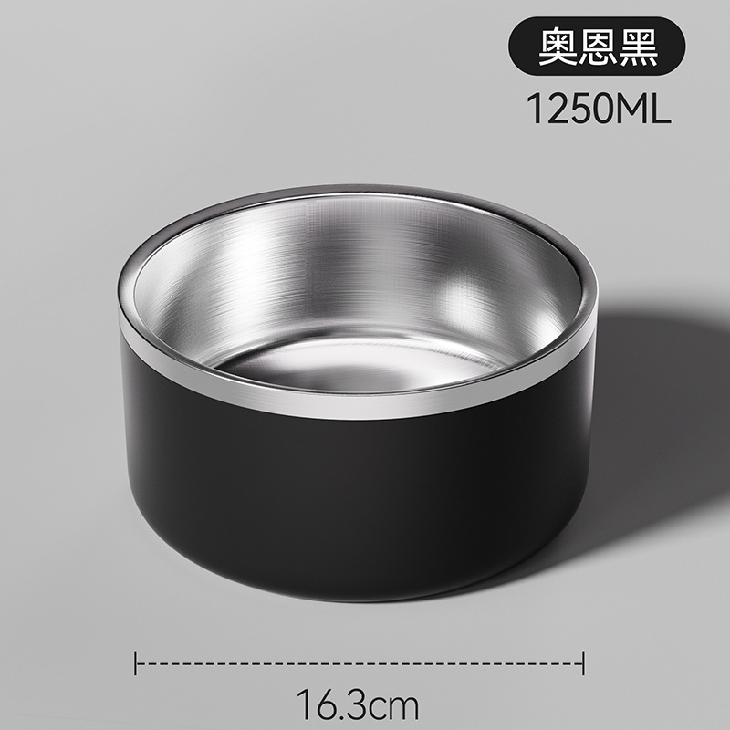 Tazón para mascotas transfronterizo Tazón para perros de acero inoxidable Tazón para perros de doble capa engrosada y anti-volcado Tazón de comida dorada para perros