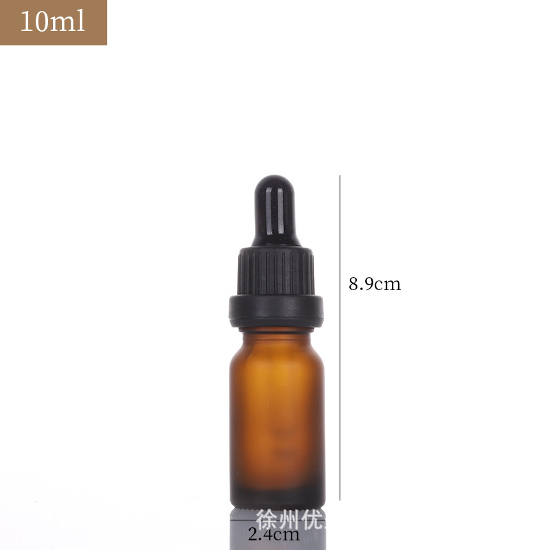 Botella de esencia cosmética portátil a prueba de luz marrón Botella de aceite esencial de vidrio esmerilado sellado cuentagotas
