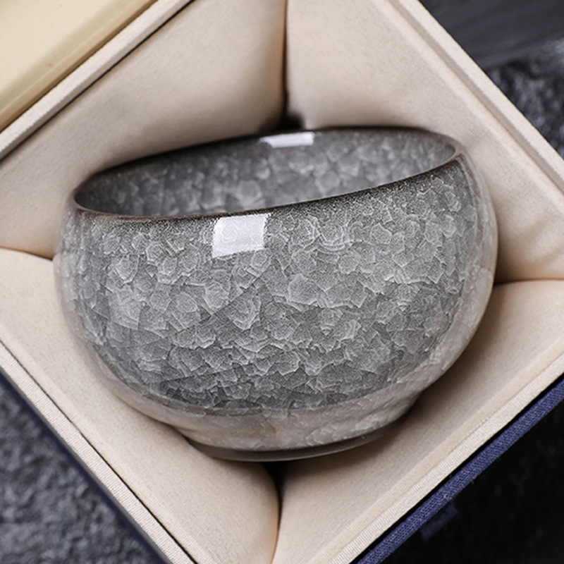 Jianzhan Master Cup Ru Kiln Ice Flower Single Cup Open Pieces Ice Fissured Glaze Tea Cup Personal Tasting Cup Ice Flower Tea Cup Independent Station