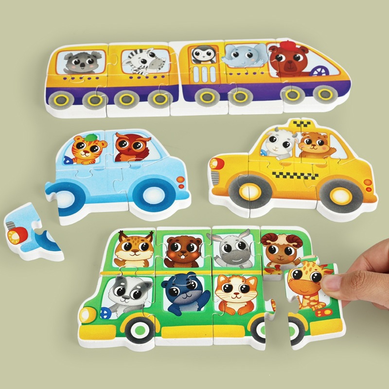 Iluminación de madera infantil educación temprana camión de bomberos vehículo de ingeniería cognitivo de transporte puzzle tridimensional puzzle puzzle juguetes
