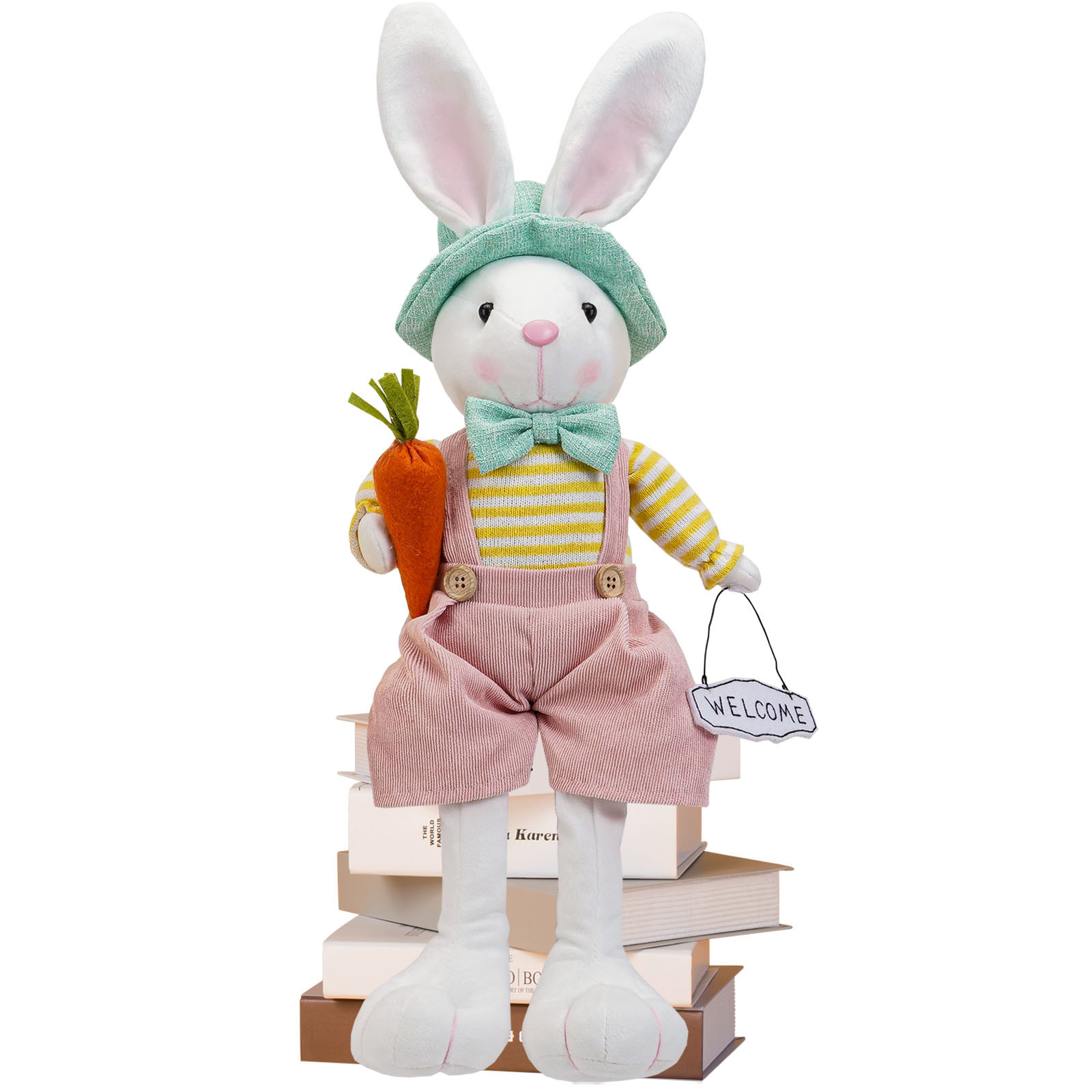 Transfronterizo nueva muñeca de Pascua con rábano que sostiene linda flor muñeca de conejo decoración ambiente de vacaciones Decoración