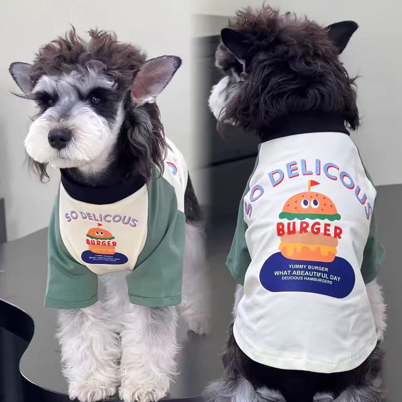犬服新しい夏のペット夏カラーマッチングハンバーガーシュナウザーテディ小型犬ペット用品服|undefined
