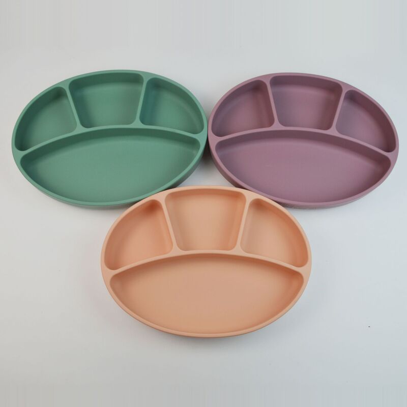 Korean Ins Kidsren's Silicone Compartment Suction Cup Dinner Plate Baby Tableware Can Be Boiled and Sterilized All-In-One Food Bowl