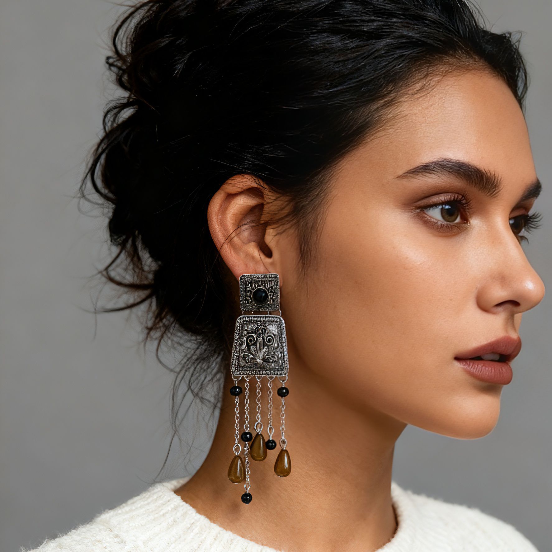 trend retro fashionable geometric earrings with tassels