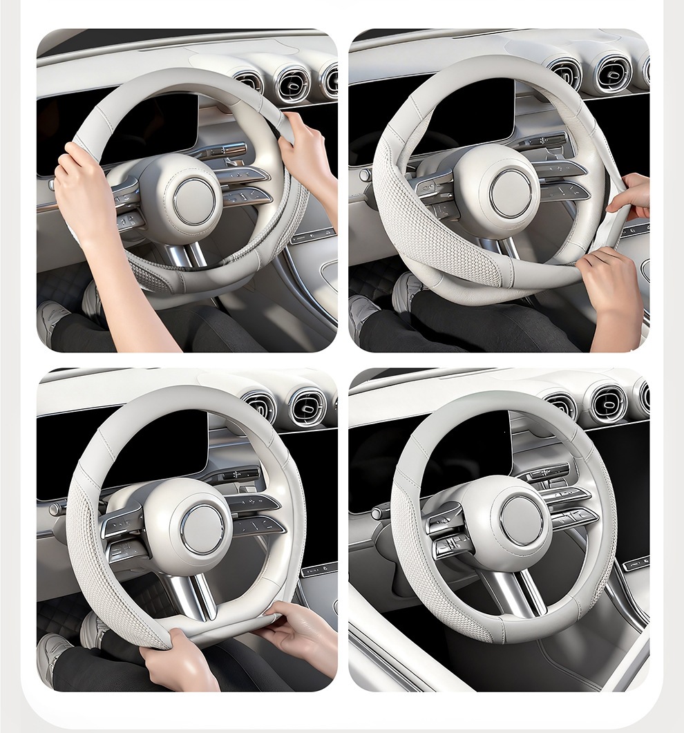 Ice silk car steering wheel cover, suitable for all seasons, breathable, non-slip, wear-resistant, sweat-absorbing, new summer model for men
