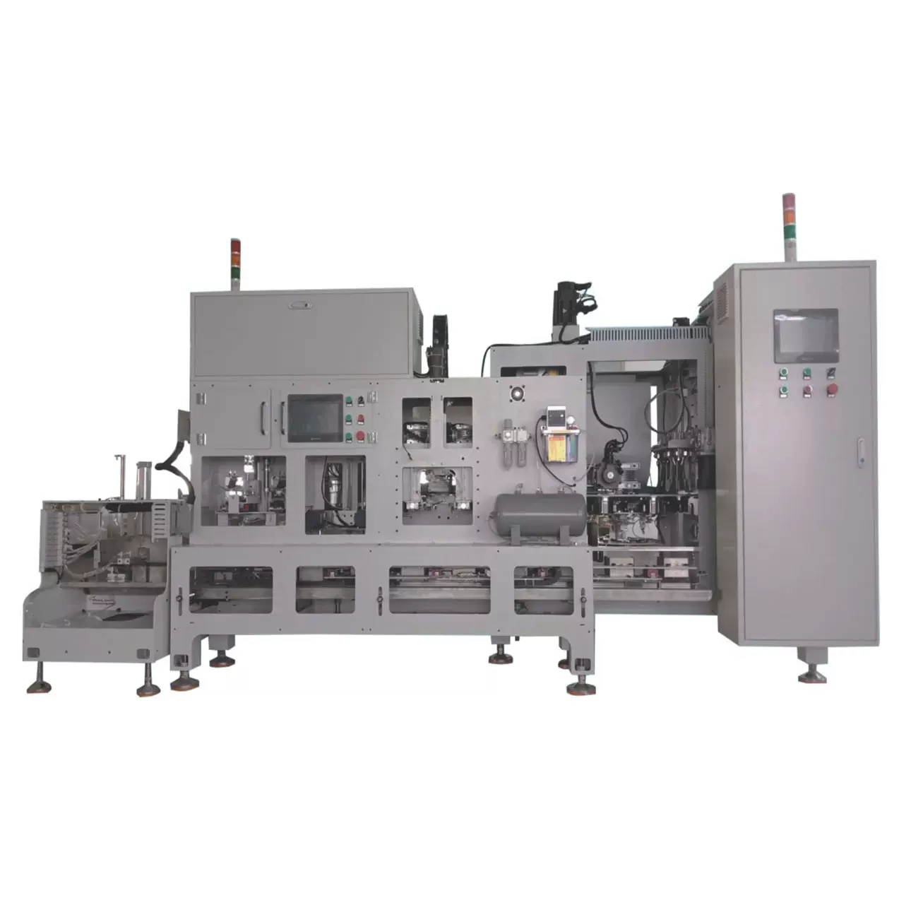 昌兴食用菌全自动双工位装袋套环压盖装筐机联合设备机械