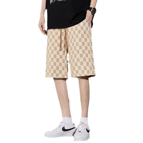 Summer Men's Ice Silk Floral Shorts 2024 New Korean Style Trendy Beach Pants Loose Matchable Casual Thin Five-Pocket Shorts