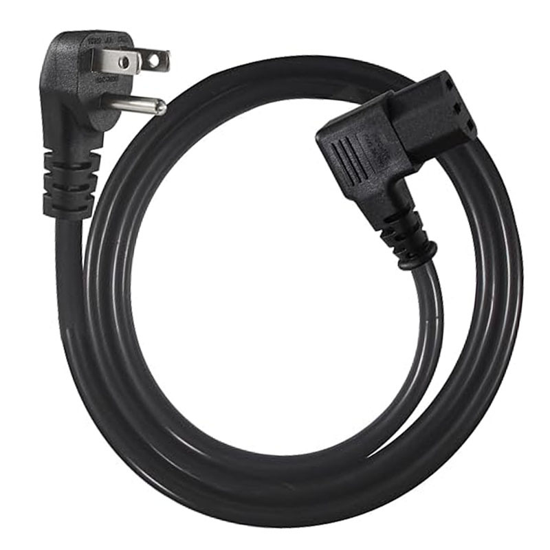 90 度电脑电源线扁平斜角 NEMA 5-15 插头至  C13 电脑 电源线