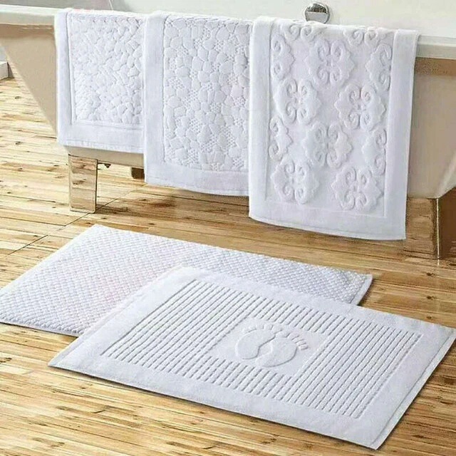 Five-Star Hotel Floor Towel, Cotton Bathroom Non-Slip Floor Mat, Bathroom Thickeneded Water-Absorbent Machine Washable Bedroom Door Mat