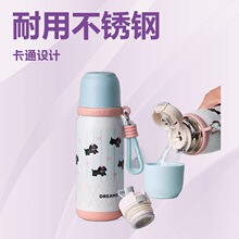 新款316高颜值一杯两盖不锈钢男女便携提手杯户外双饮学生保温杯