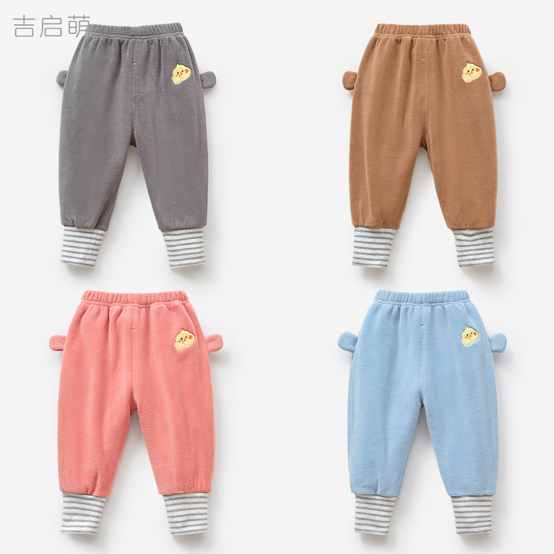 Pantalones para niños Primavera, otoño e invierno Bebé forrado de lana cálido niños y niñas Ropa exterior para niños otoño PP Pantalones Bebé Butt Pantalones