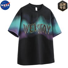 NASA联名潮牌夏季新款男士重磅冰丝短袖T恤印花圆领高端质感上衣