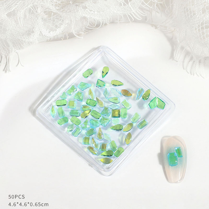 Explosión de accesorios de diamante aurora de manicuras en 2023 nuevo red mezclado medio círculo superbrillante decoración de uñas de piedra