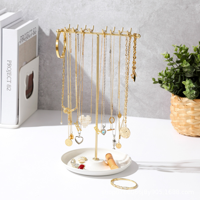 Jewelry Display, Jewelry Rack Classification 1 Piece Metal Iron Modern Style Classic Style Double Row 8 Hook Jewelry Display Jewelry Rack