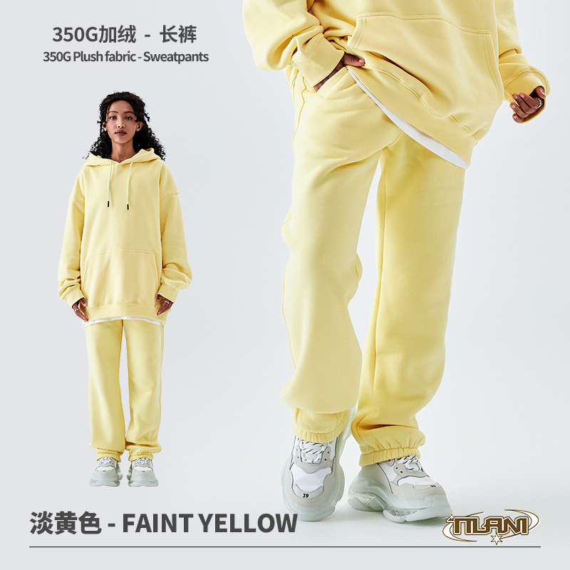 Conjunto deportivo unisex, sudadera con capucha y pantalón, forro polar grueso 350g, moda europea y americana