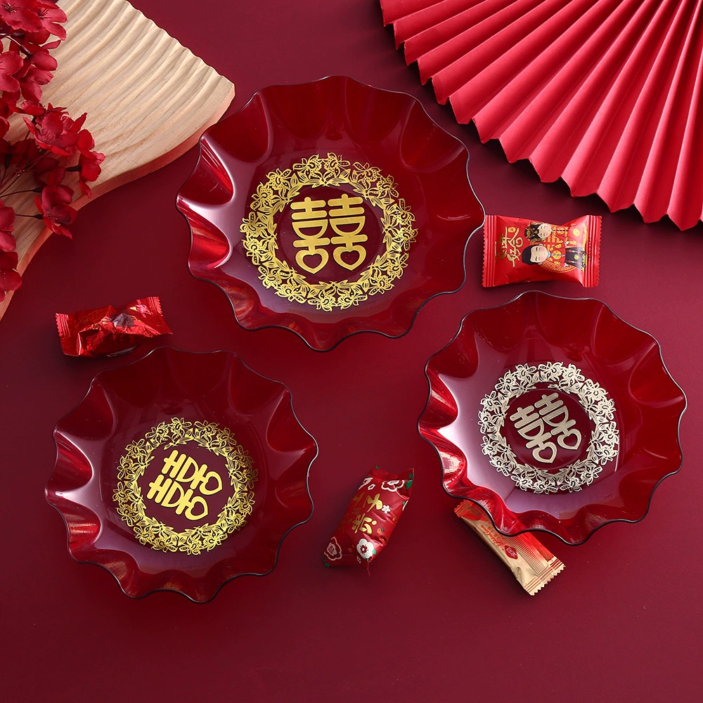 Пятно свадебная тарелка с фруктами свадебная гостиная украшения свадебная тарелка помолвка красная праздничная тарелка с сухими фруктами свадебные принадлежности