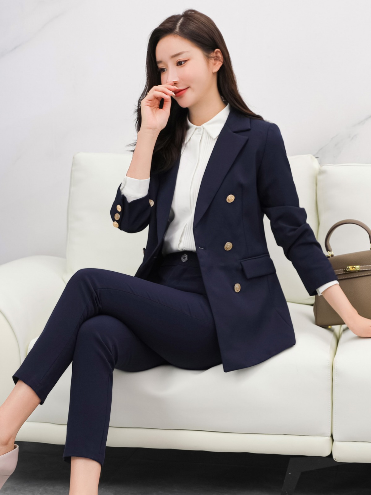 XZ022-Suit Jacket Women's Large Size Women's Fat MM Navy Blue Suit Jacket Professional Suit XZ022-Suit Jacket Women's Large Size Women's Fat MM Navy Blue Suit Jacket Professional Suit