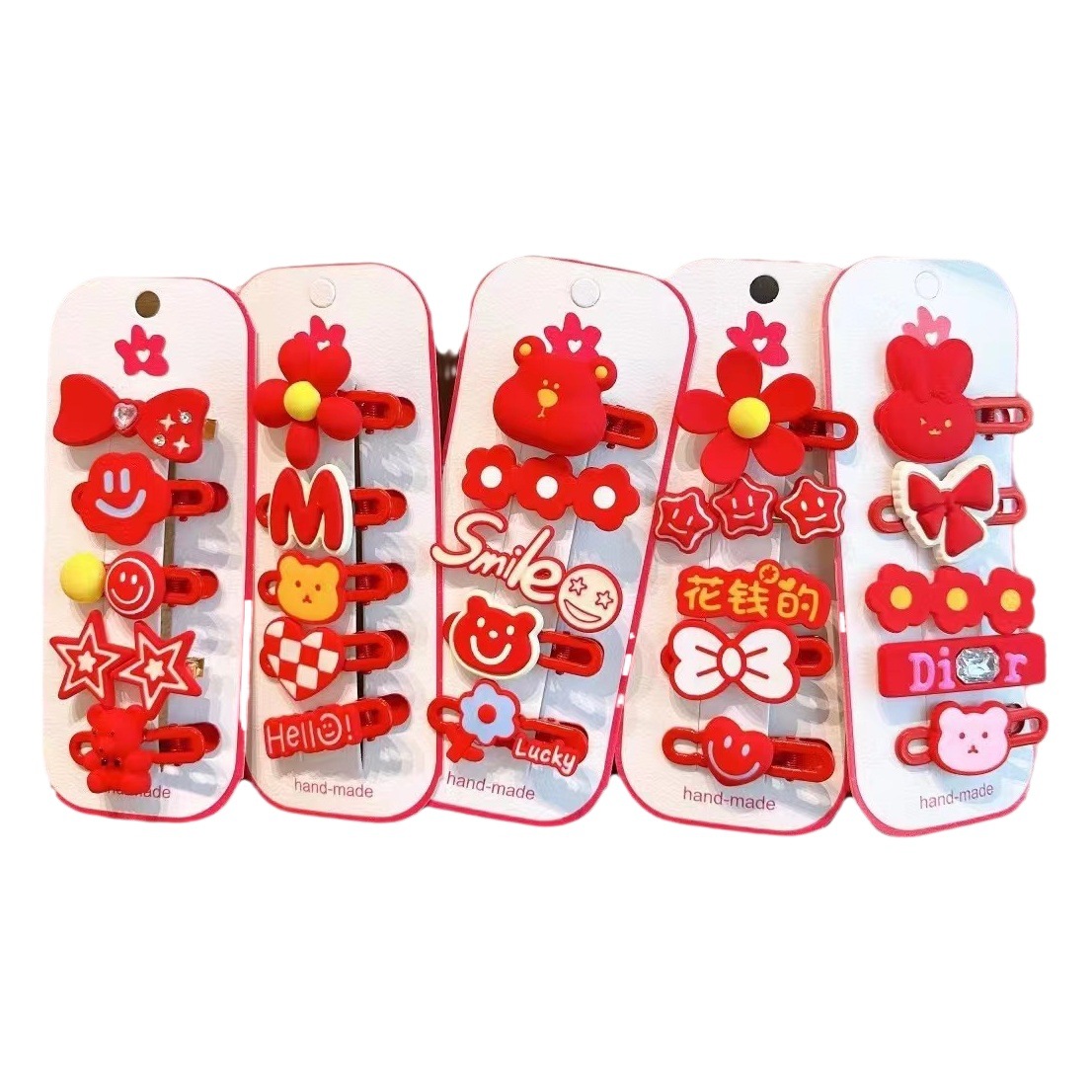 Nuevo Año Nuevo de niña horquilla 5 piezas conjunto festivo Año Nuevo horquilla arco accesorios para el cabello de niña clip de personalidad de niña