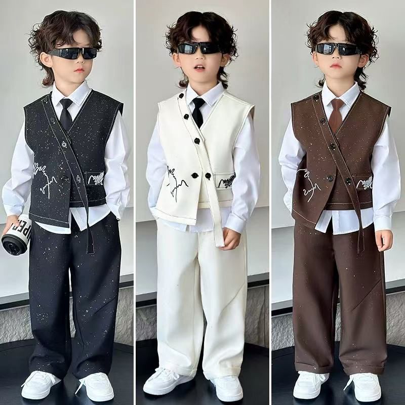 Flower Boy Dress Autumn and Winter New Shiny Boys' Host Costume Performance Outfit Children's Suit Set Flower Boy Dress Autumn and Winter New Shiny Boys' Host Costume Performance Outfit Children's Suit Set