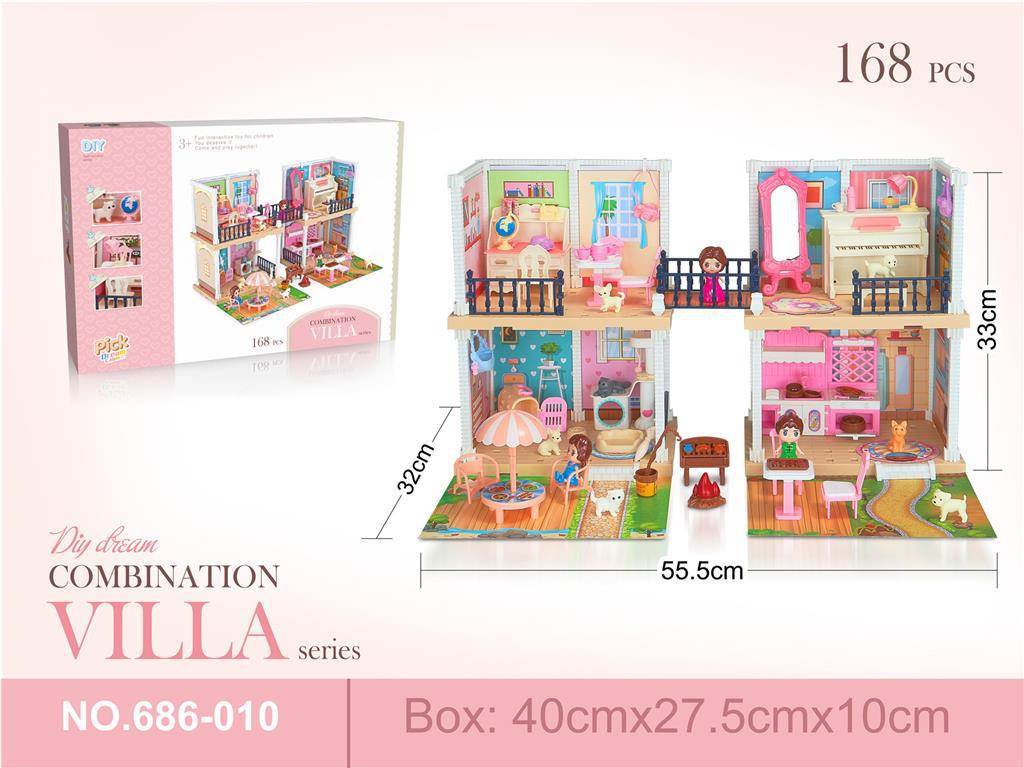 Diy self-installed 2-story villa scene