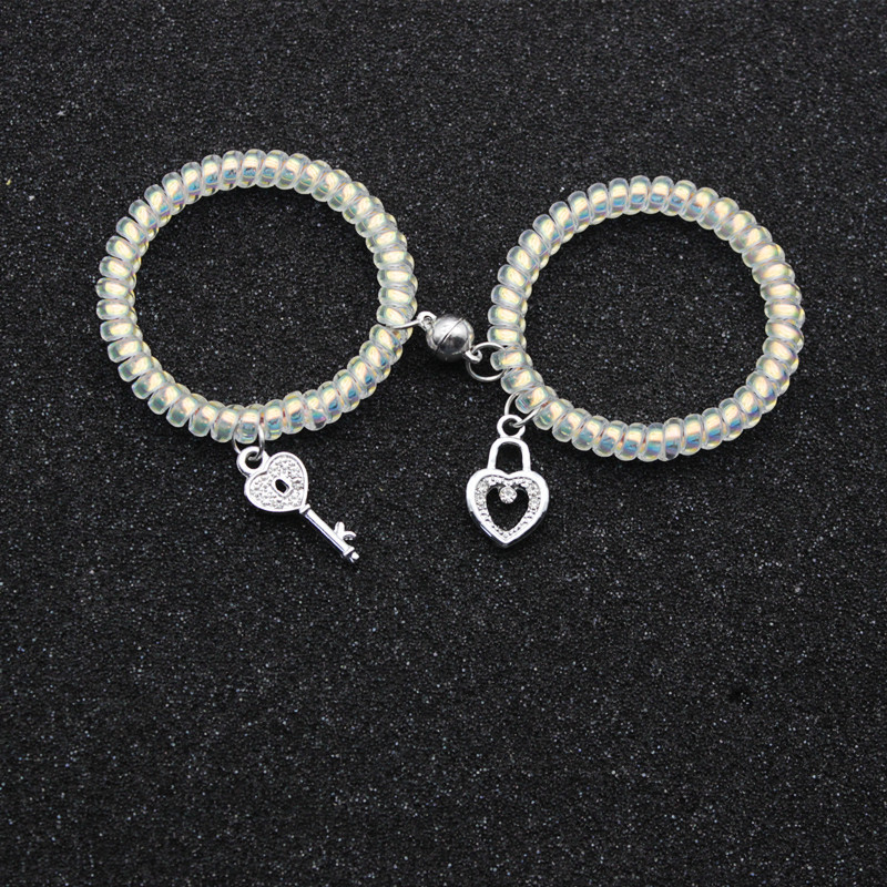Telephone line couple magnet bracelet girlfriends induction bracelet sisters graduation gift birthday gift a generation of hair