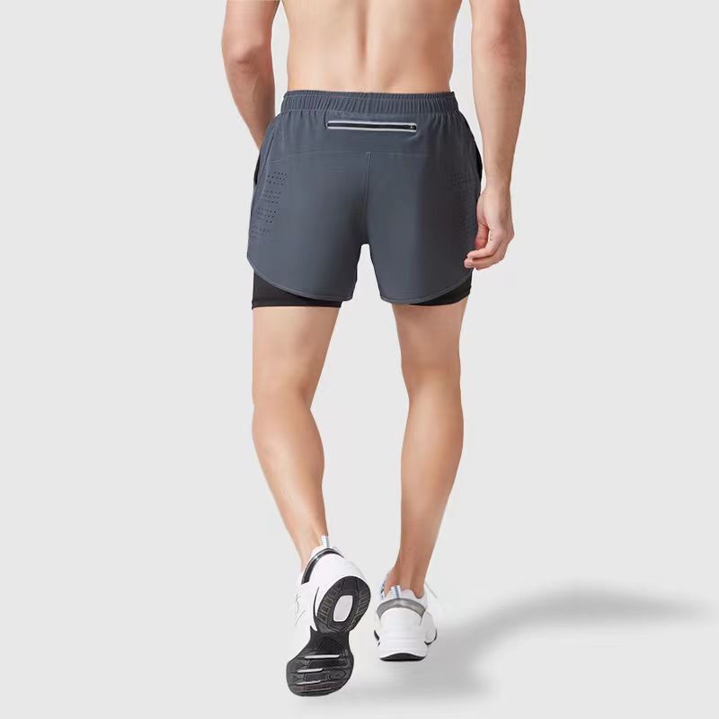 Running Shorts for Men, Two-Piece Style, Lightweight, Quick-Drying, Breathable, Reflective Sports Pants for Track and Field Training and Marathon