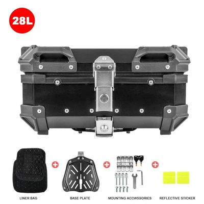 Universal 28L/32L/36L/45L/55L/65L/80L/85L/100L Motorcycle trunk - 28l-flat-tail-boxblack