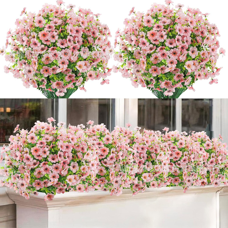 跨境仿真绿植尤加利紫罗兰假花桉树叶仿真花场景布置人造绢花装饰|undefined