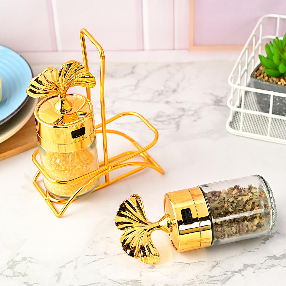 Luz de lujo jaseado cocina vidrio condimento botella cocina suministros condimento tarro MSG condimento caja de almacenamiento