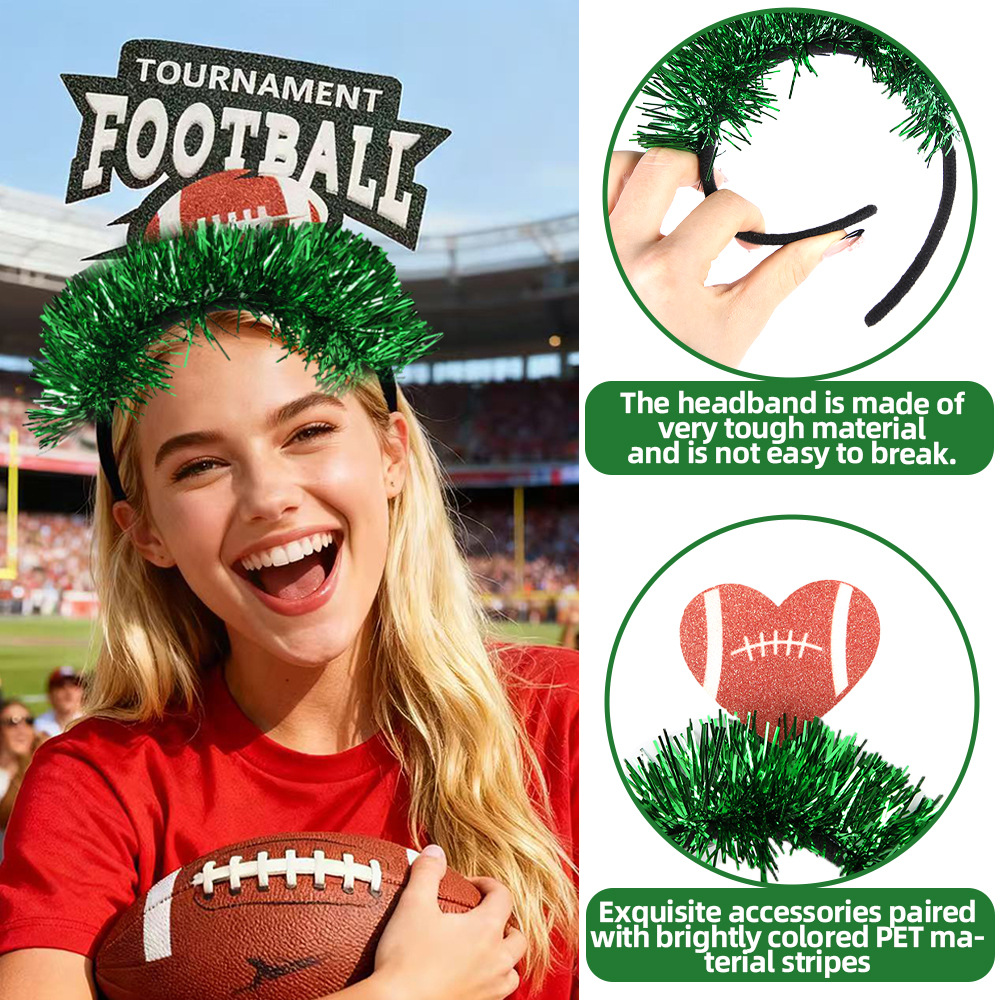 Transfronterizo nuevo Super Bowl rugby tema de fútbol americano fiesta de cumpleaños decoración de tiras de color cabeza de cinturón hebilla de cabeza