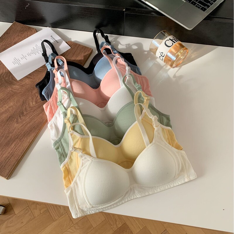 Pure Cotton Underwear Bra, Wire-Free, Thin, Push-Up, Anti-Exposure, Seamless Bra, Comfortable Bra, Factory Direct Sale