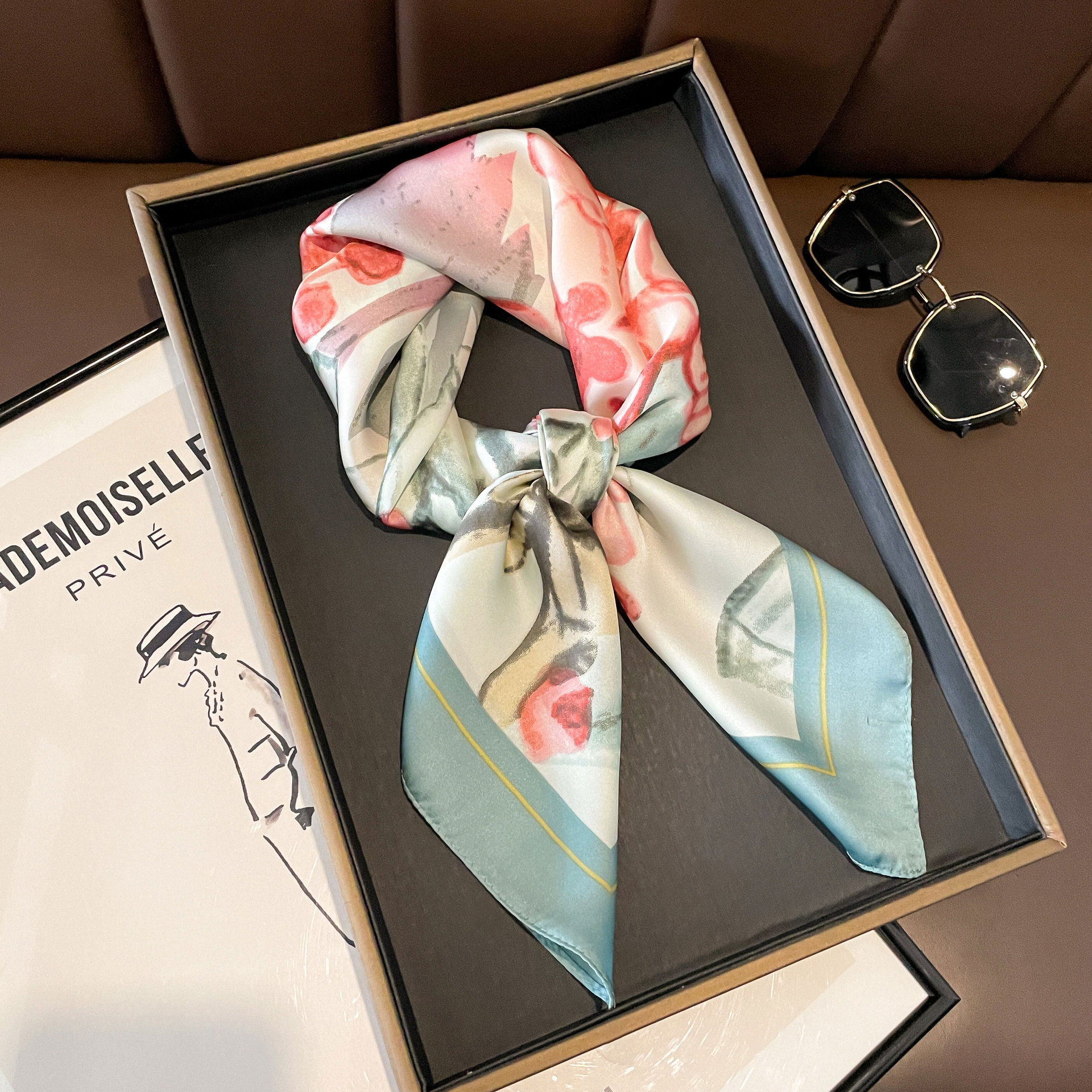 62g Weight Silk Scarf Classification Holiday, Daily Occasion Polyester Material Flower Pattern Spring&Summer Season Women's Gender Elegant, Korean Style Style Women's Elegant Korean Style Flower Polyester Silk Scarf 17