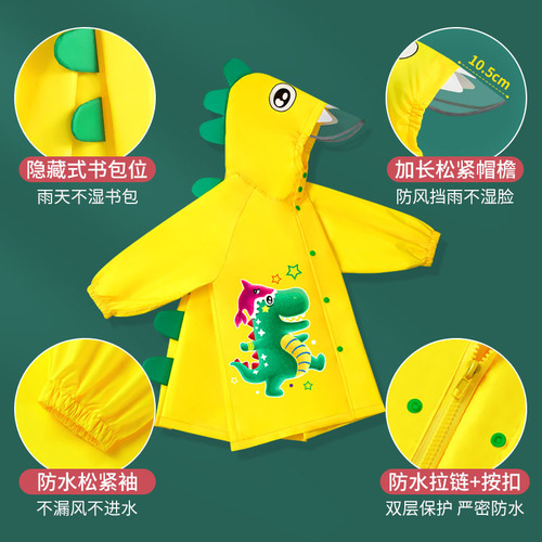 Mu Meng children's raincoat hand-painted cartoon Oxford cloth cloak style reflective breathable with school bag bit student poncho