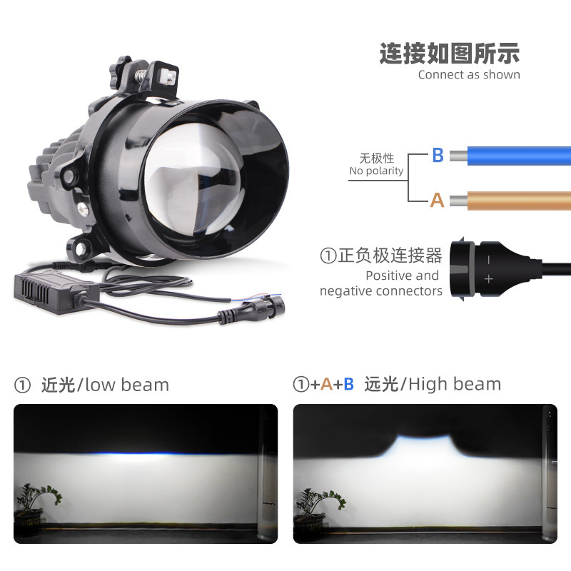 3.0inch Fog Light Laser Lens Modified Led Dual Light Lens White Light Golden Light Integrated High and Low Beam Car Front Fog Light
