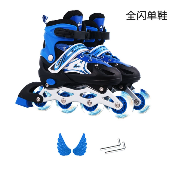 A pair of blue full flash shoes (wings+wounds)