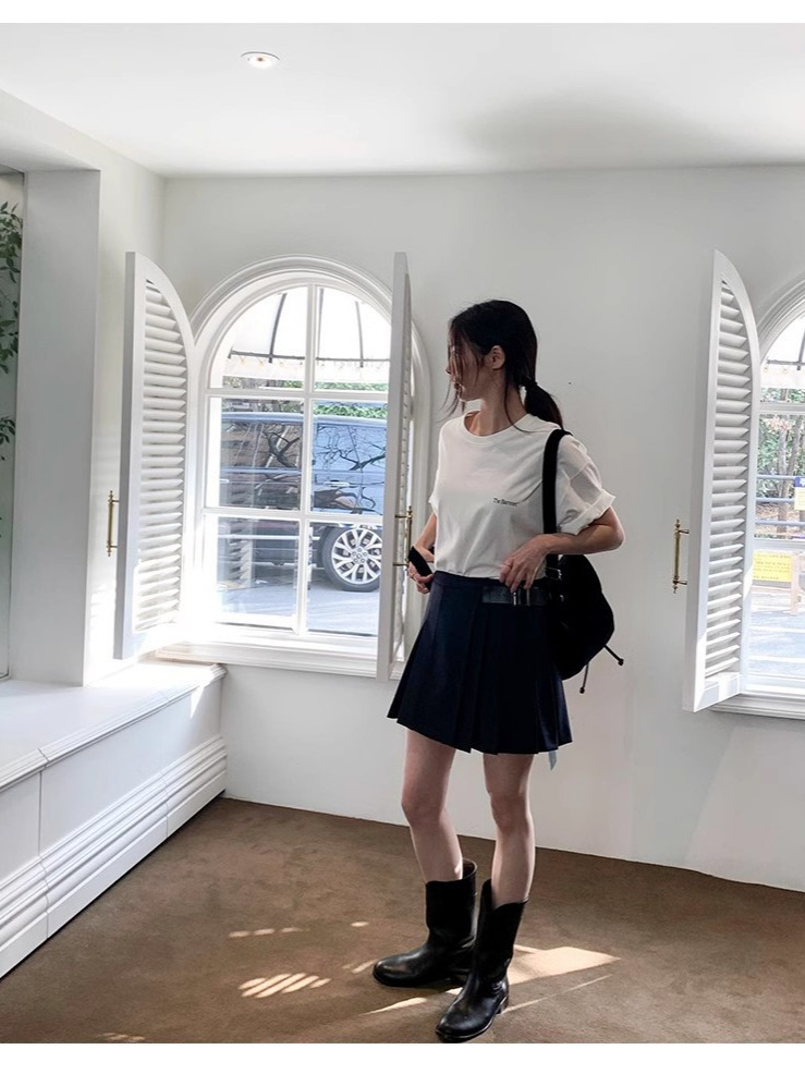 在庫あり~ 韓国東大門八奶t プリント入りゆったり純綿ラウンドネック半袖Tシャツ（女性用）