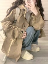 美式风衣外套女春秋款2025新款学生宽松休闲薄款冲锋衣工装上衣潮