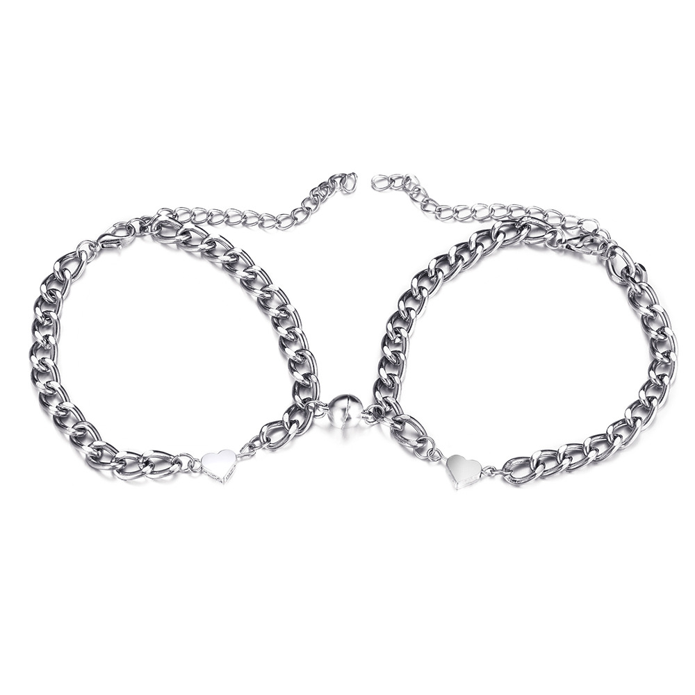 Neue paar armband legierung magnet anziehung paar armband ein paar legierung kette Liebe armband_voghion.com