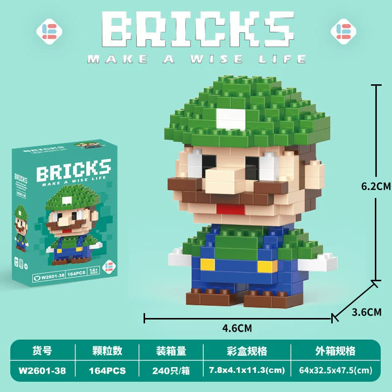 Micro‑block cartoon doll constructor (Lego style), strawberry & mini bears, blind box, micro pieces