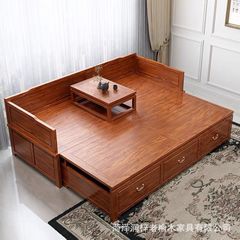 羅漢ベッド、新しい中国風の引き出しベッド、無垢材ソファ、小さなアパート、古いニレ材のティーテーブル、カンテーテーブル、美しい女性の長椅子と寝椅子の組み合わせ