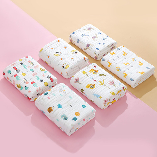 Six-layer high-density children's quilt pure cotton children's bath towel absorbent baby gauze blanket newborn baby quilt baby bath towel