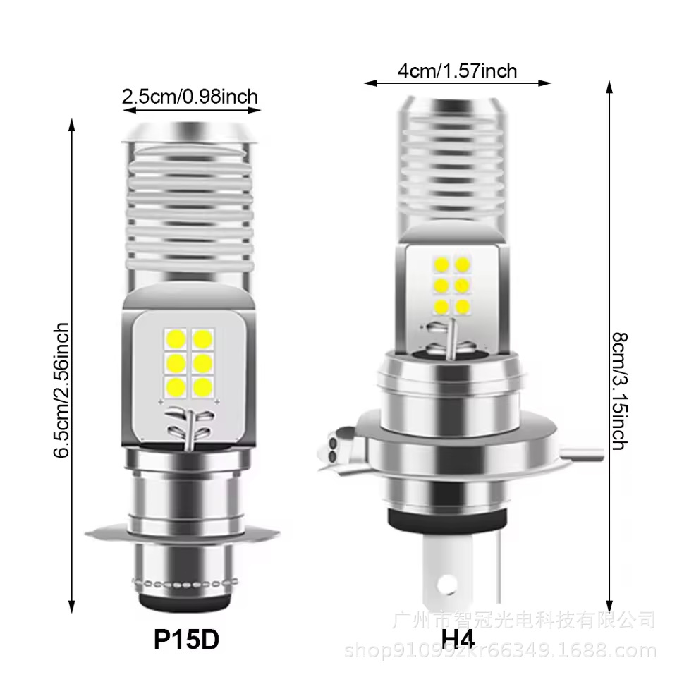 Fishbone Motorcycle Led Headlight Single Claw P15D H4 Ba20D 12Smd Headlamp Manufacturer Direct Shipping