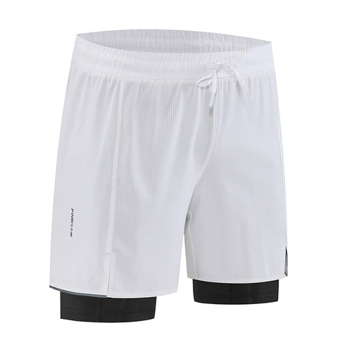2024 Summer New Men's Two-Piece Sports Shorts Running Pants with Inner Liner Five-Finger Pants Training Pants