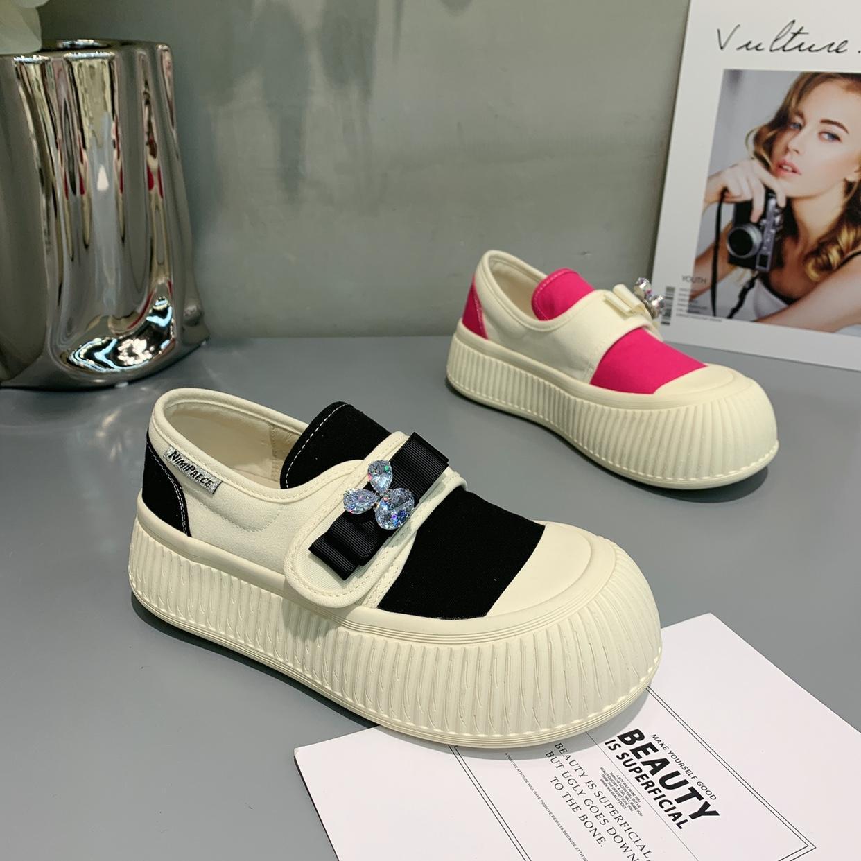 Thick-soled canvas shoes women's 2023 sp...