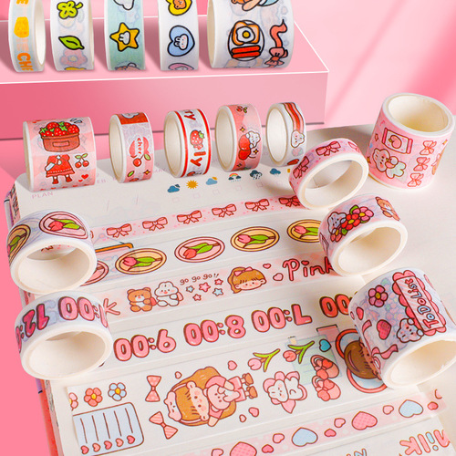 20 rolls of handbag tape set student diy handbag installation material cute sticker cartoon and washi tape wholesale