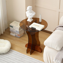 现代简约钢化玻璃茶几客厅沙发边几小户型家用圆桌阳台休闲咖啡桌