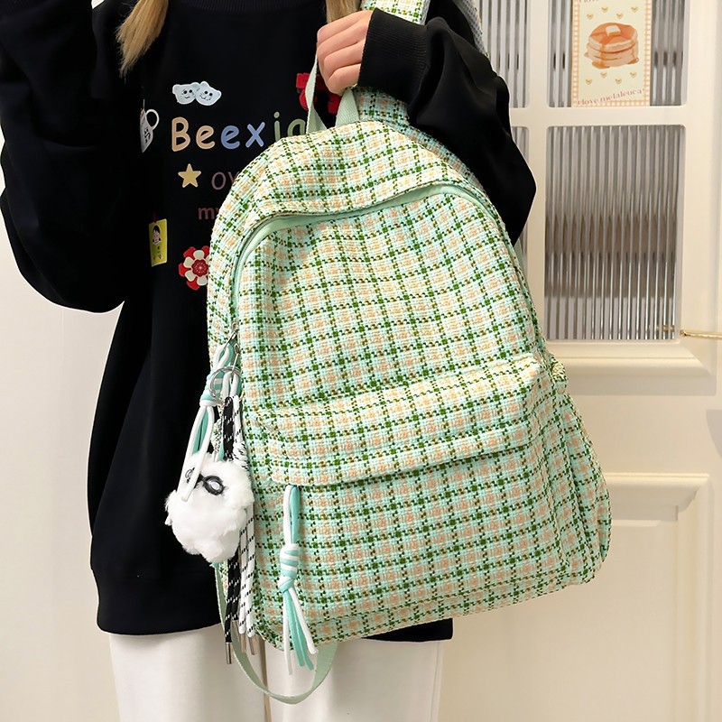 Pequeña bolsa de hombro a cuadros fresca, la versión coreana de las chicas ins, 100 mochilas escolares, estudiantes de ocio en el campus, mochilas de alto valor facial